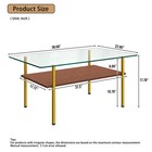 W38 6  Tempered Glass Coffee Table Sofa Cocktail Centre Table Wood Middle Shelf