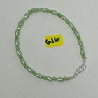 Handmade Beaded Anklet Green Glass Pearls And Faceted Beads 9 25  Silver Tone