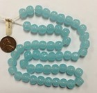 45 Vintage Japanese Cherry Brand Glass Chalcedony Blue 10mm  Baroque Beads 4602t