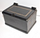 Antique Railroad   Heavy Iron Hinged Strongbox   Lockable Stagecoach Banker Safe