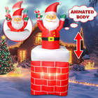 6ft Christmas Inflatables Animated Santa In Chimney Led Outdoor Decoration