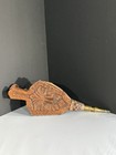 Antique Style Wooden Fireplace Bellows With Brass Nozzle And Decorative Carving