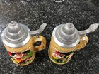 Vintage German Beer Stein Set  Of 2  Both With Lids