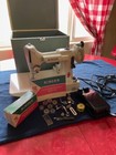 Vintage 1960 s  White Singer Featherweight 221k Sewing Machine W case