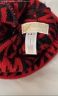 Michael Kors Women s Scarf   Hat Set Red Black Monogram Logo Knit Coa One Size