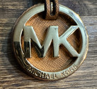 Michael Kors Bag Purse Charm Round Gold Tone Logo Belt Buckle 5 5 Inches