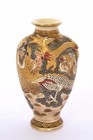 1900 s Japanese Satsuma Earthenware Monk Figure Relief Dragon Vase Marked