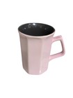 Vintage Pink gray Octagon Coffee Mug Tea Cup 10 Oz Squared Handle 80 s Style