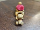 Vintage Florenza Mcm Poodle Pin Cushion Bobble Head Red Velvet Dog