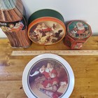 Lot Of 3 Vintage Late 1990s Coca Cola Tins Enjoy Coca Cola And 1 Plastic Plate