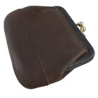 Vintage Coach Brown Leather Coin Purse Kiss Lock Change Wallet Clasp Closure