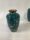 Pair Of Antique Chinese Cloisonne Enamel Floral Vases 6 5 h