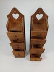 Vintage Pair Wood Wall Hanging 6 Drawer