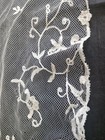 Antique Edwardian Net Lace Veil   Scarf Embroidered Floral Design C1900 Brussels