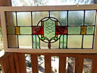 Old English Stained Glass Window Transom Style Very Detailed  31 7 8  X 15 1 4