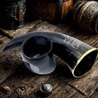 Engraved Viking Horn With Stand    nordic Beast Drinking Handicrafted Horn Mug 