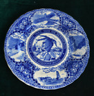 Antique Flow Blue Staffordshire Mohawk Indian Trail Massachusetts Souvenir Plate