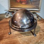 Antique Baltic Made In England Caviar Roll Top Dome dish With Glass Insert