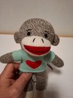 9  Dan Dee Grey Sock Monkey With Blue Shirt         Plush Stuffed Animal   P2