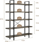 Heavy Duty 5-tier Industrial Bookcase  47  Wide Wood Bookshelf For Home Office  