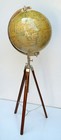 12   Antique Nautical World Map Globe Ornament With Floor Stand Wooden Tripod
