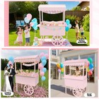 Candy Cart With Wheels Storage Dessert Display Stand Cart For Wedding Party Pink