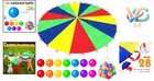 Rainbow Parachute For Kids 19 7ft With Handles   30 Balls Outdoor Play
