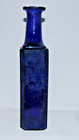 Antique Cobalt Blue Glass Medicine Poison Bottle Hexagonal 7 5  Flanged Lip