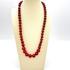 Antique Art Deco Cherry Amber Faturan Bakelite Beaded Necklace 15     30    Strand 