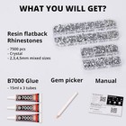7500pcs Clear Silver Rhinestones For Crafts Clothes Clothing Fabric  Shiny