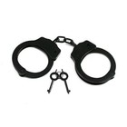 Black Police Style Handcuffs With Keys     Double Lock Steel Restraint Tool