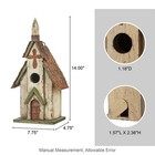 14  H Hanging Distressed Wooden Church Birdhouse Garden Decor