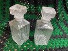 Vintage Set Of 2 Crystal Cut Glass Decanters With Stoppers Beautiful 9    Tall 