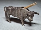 Vtg Sterling Silver Fighting Bull Appetizer Toothpick Holder Nice