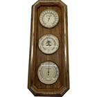 Verichron Weather Station Thermometer Barometer Hygrometer Wood Wall Vintage