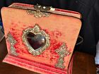 Antique Victorian Era Cabinet Card Velvet Photo Album W   Stand  over 70 Photos 