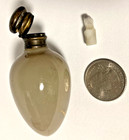 Antique Vintage Egg Shape Opaque Dove Gray Glass Small Perfume Bottle