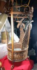 Brown Wicker   Metal Tropical Palm Tree Umbrella Stand  Round Free-standing