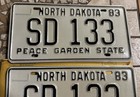 Nos Pair Vintage Nd North Dakota 1983 State License Plate Peace Garden State  42