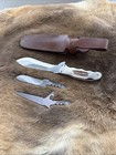 Rare  Puma White Hunter Multi Blade Knife Set With Leather Sheath 282100 Nos Nib