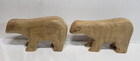 2 Polar Bear Hand Carved Minimalist Wood Figurines sculptures Folk Art rustic