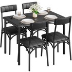 5 Piece Dining Table Set Rectangular Kitchen Table With 4 Upholstered Chairs