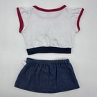 Build A Bear Red White Blue Usa Sequin Top Denim Jean Skirt Teddy Clothes Outfit