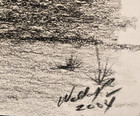 Original Miniature Charcoal Landscape Drawing  Signed   Dated 2004  6 X 3 5 