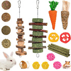 20 Pcs Bunny Chew Toys For Teeth  Natural Rabbit Toys Apple Wood Grass 