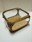 Vintage Hollywood Regency Gold And Glass Jewelry Casket Or Coffin Box Elegant