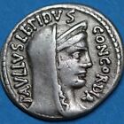 Roman Coin  Silver Denarius  Aemilius  Paullus Aemilius Lepidus  62 Bc Rome