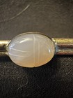 Vintage Men   s Gold Tone Tie Bar Clip Oval Center Design Signed