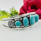 925 Sterling Silver 5 Oval Turquoise Gemstone Jewelry Handmade Cuff Bracelet