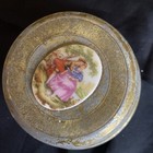 Vintage Mid-century Music Powder Box 1940s Victorian Couple Scene On The Top 